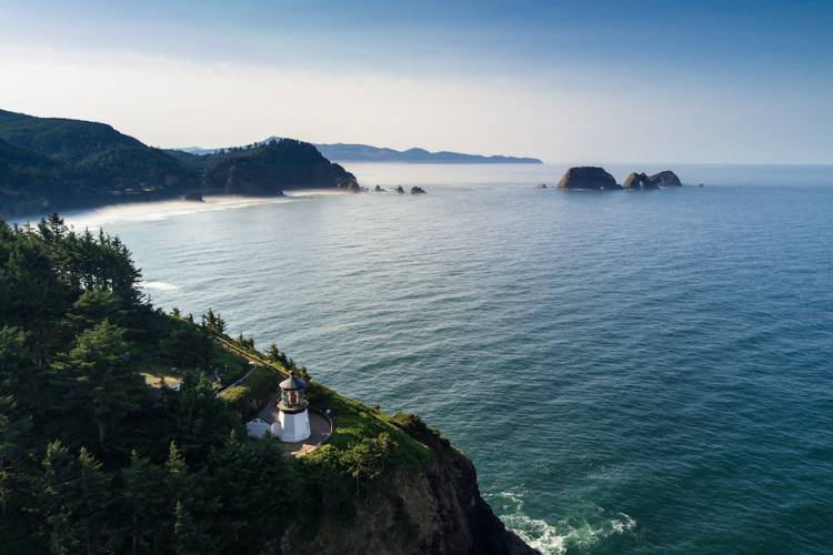 aerial view of tillamook bay